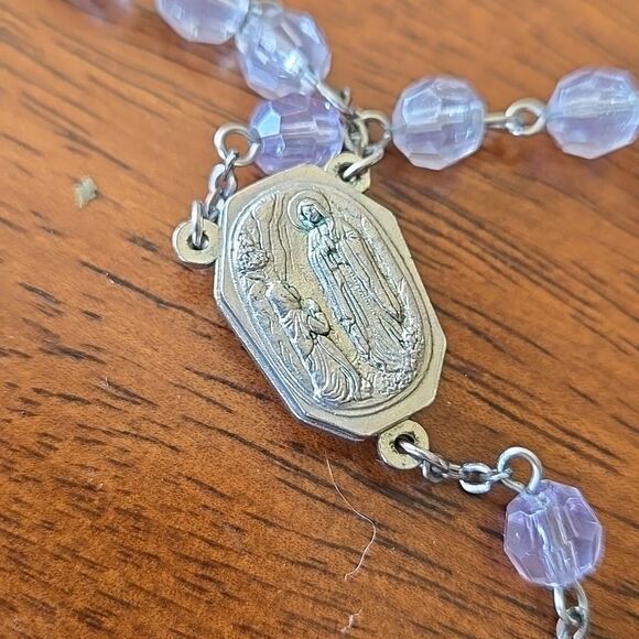 Crystal Rosary Clear Holy Land Necklace Cross Crucifix Catholic EAU De Lourdes - Picture 8 of 14